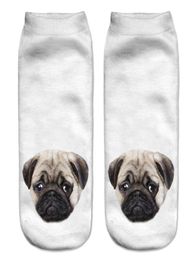 Calcetines enteros encantadores con estampado de perros Pugs en 3D para mujer, nuevos calcetines tobilleros bonitos Unisex de corte bajo, calcetín de algodón para mujer 039s, personaje informal S7997145