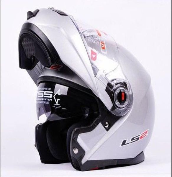 Casque LS2 FF386 entier Dynamic Silve Full Face armet undrape face Flip Up Dual Shield Sun Visor Moto Helm Transparent L3900760