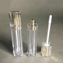 Ensemble d'emballage en plastique pour cosmétiques de luxe 8Ml Or Argent Carré Transparent Brillant À Lèvres Tube Tubes Vides Liquide Lipgloss Lip240A