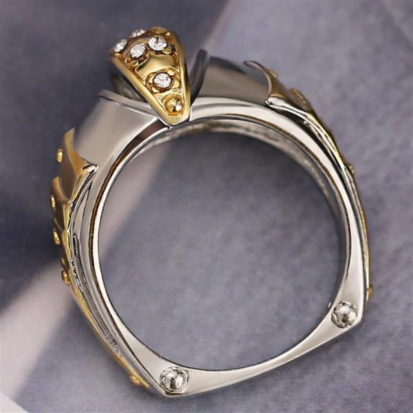 Bague de luxe en forme de bouche de poisson en alliage créatif, accessoires européens et américains pour hommes r259I