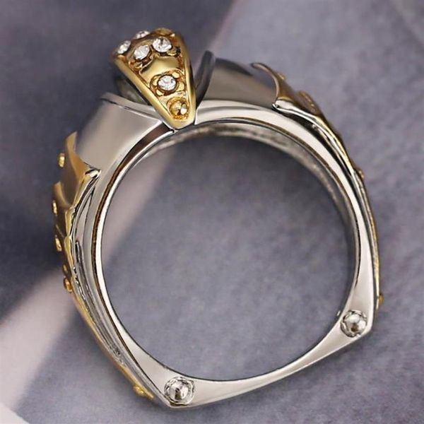 Bague de luxe en alliage doré en forme de bouche de poisson, accessoires créatifs pour hommes européens et américains r250n