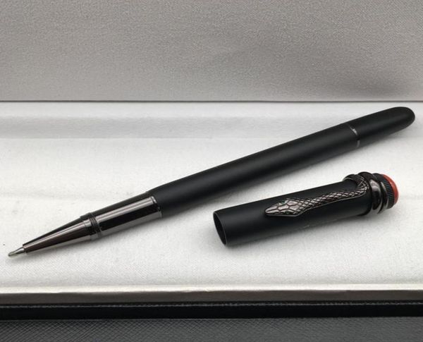 Bolígrafo de metal negro mate completo con clip de serpiente, suministros de papelería de oficina, bolígrafos de escritura de lujo para hombre, sin caja 5978555