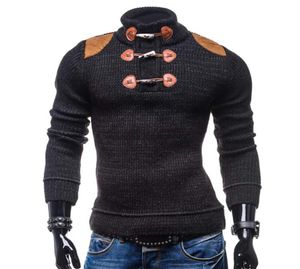 Hombres enteros Moda masculina Nuevos botones de garra decorativos delgados Collar de manga de manga larga Sweaters formal Sweaters XX7507215