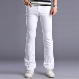 Whole-Men New White Designers Flare Jeans Pantalones Moda Casual Mens Wide Leg Men's Stretched Slim Denim Pants2847