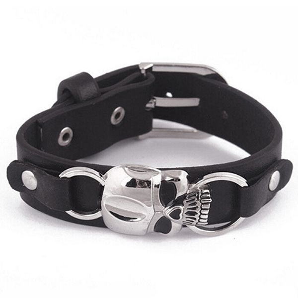 Bracelet en similicuir à la mode pour hommes entiers Punk manchette crâne Bracelet bijoux charmes magasin 50311B