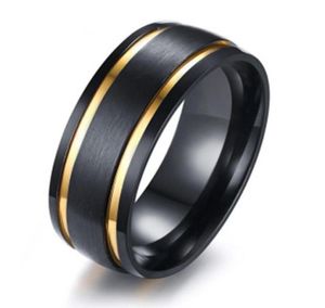 Anniversaire de bandes de mariage en acier en acier inoxydable en or entier Black Gold Gold70874005080649