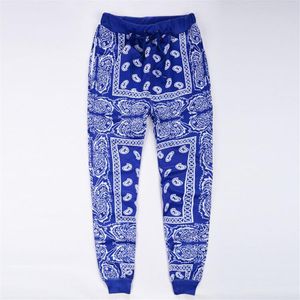 Pantalones de chándal de Mens Whole-Mens Swag Pantalones Hombre Red Blue Bandana Joggers Mens Pantanos Hip Hop Mujeres pantalones Streetwear uni231n