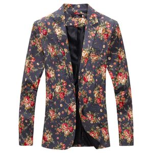 Ensemble-Mens Royal Red Floral Blazer Slim Fitted Party Single Breasted Blazers Hommes Un Bouton Costume Veste Costumes De Scène Pour Si234B