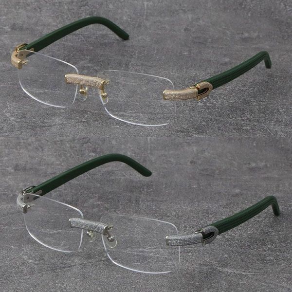 Brazos de mezcla de metal entero Brazos sin borde de diamantes Micro-pavimento marcos de gafas miope de gafas miopes miopes masculinos y femeninos marco de oro de 18 km274l