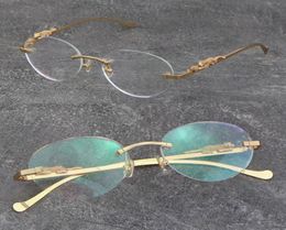 Montures de lecture optiques sans monture en métal entier lunettes marbrées or 18 carats série léopard classique lunettes à monture hommes myope rond 6717428