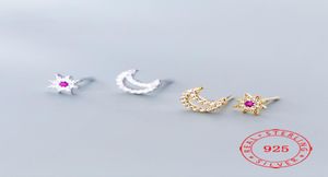 Bijoux mexicain entièrement mexicain Design unique 925 Sterling Silver Moon and Star Micro Pave CZ Stud Oreads For Women High Quality 7530944