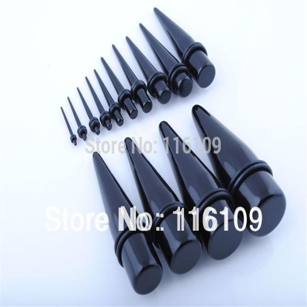 Whole-Min order 10 Big Gauge Black Acrylic Ear Taper Mixed Sizes 16mm-25mm254A