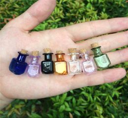 Bouteilles de couleur en verre entièrement en verre rectangle bouteilles mignonnes avec bouteilles de liège de petites bouteilles de pots minuscules mélanges 7Colors 4965574