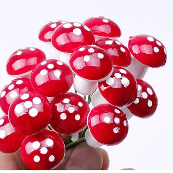 Mini champignons rouges entiers, ornement de jardin, pots de plantes miniatures, féerique, maison de poupée 3020
