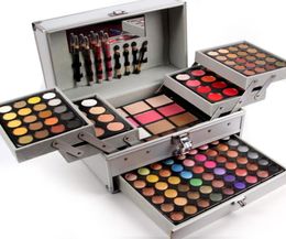 Hele Miss Rose professionele make-up set box in aluminium drie lagen glitter oogschaduw lipgloss blush voor make-up Train Cases1462149