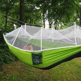 Hele meerkleurige hangmat Reizen Camping Eén persoon hangmat Draagbare Parachute Stof Klamboe Hangmat voor Binnen Outdo159u