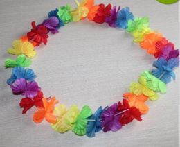 Hele multi color Hawaiian Rainbow Flower Leis Artificial Flower Beach Garland ketting Luau Party Gay Pride 40 inch5960161