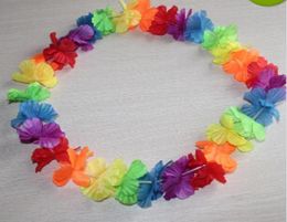 Hele multi -color Hawaiiaanse regenboogbloem Leis kunstmatige bloemenstrand slinger ketting Luau feest gay pride 40 inch2133766