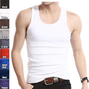 Whole- Muscle Men Top Quality Cotton A-Shirt Wife Beater Ribbed Tank Top230n