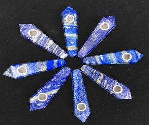 Pipes de tabac à cristaux naturels entiers baguette de tuyau de cristal Lapis lazuli Point Gem Quartz Crystal baguette à la main sculptée p6968936