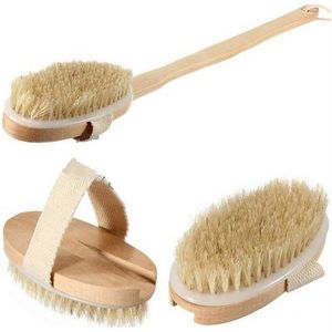 Brosse de corps en bois à Long manche de Massage naturel, bain-douche à domicile, épurateur de Spa détachable 252C