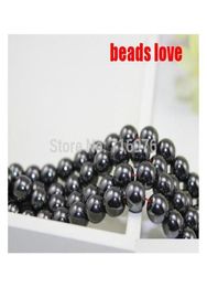 Perles d'hématite noire en pierre naturelle entière 4 6 8 10 12 mm 16quot par pick-taille Drop livraison 9292218