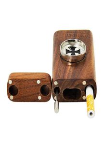 Hele natuurlijke houten dugout 96 mm tabaksrookkit met minislijper metalen pijpreiniger keramische one hitter 3 in 1 dugout2285859