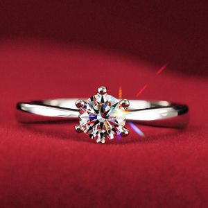 Bagues en diamant simulé pour femmes, 1, 2 carats, 6 griffes, ne se décolore jamais, en or blanc 18 carats, alliance de fiançailles plaquée, taille américaine 305J