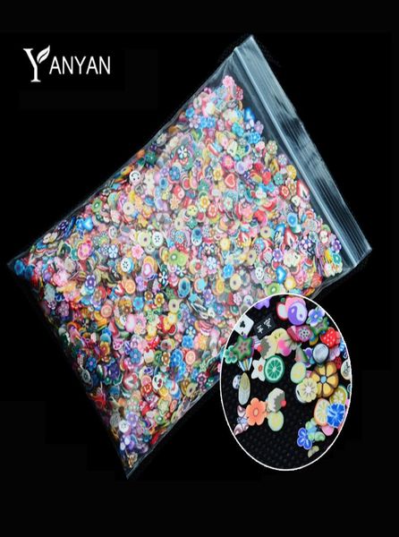 Tout nouveau 1 paquet Nail Art 3D fruits fleurs plume conception minuscules tranches de Fimo pâte polymère bricolage beauté autocollant pour ongles décorations 2765516