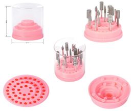 Entièrement 48 trous Nail Fore Drill Bit Bidder Stand Affichage avec couverture acrylique Pro Nail Art Container Box Manic7417256