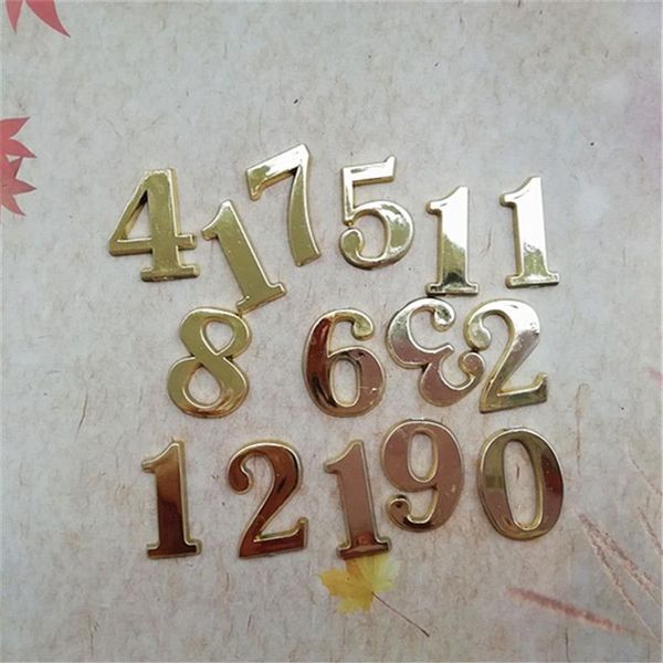 Totalmente novo 50 peças 1 5cm números árabes dourados de plástico para reparo diy acessórios de relógio de quartzo FIT-UP254j