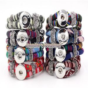 Hele Nieuwe Collectie 9 Kleuren Klassieke Chunks Snaps Sieraden Armband Etnische Stijl Katoenen Touw DIY Snaps Jewelry234E