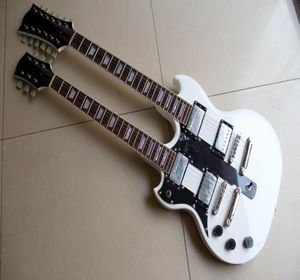 Nueva llegada completa Cibson doble cuello 1275 guitarra eléctrica para zurdos en blanco 1109278770280