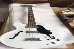 Entièrement d'arrivée Custom Model 4 String Electric Bass Guitar Semi Hollow Body in Pure White 1810263720609