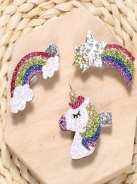 NUEVOS nuevos clips para el cabello para bebés 30pcs estrellas del caballo diseño del arco iris lindos horquillas de niños lindas chicas de dibujos animados accesorios para el cabello7297877