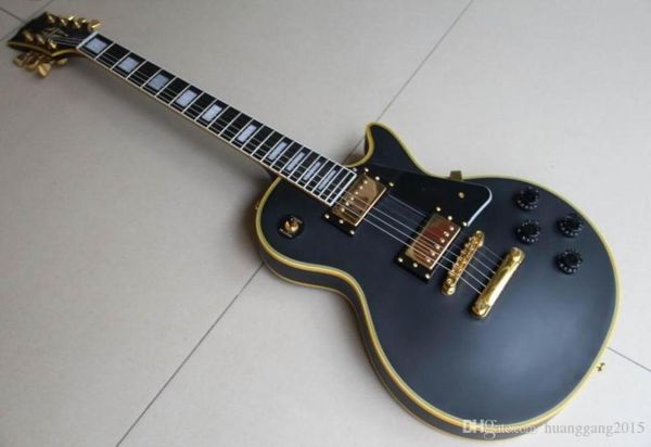 Toute nouvelle guitare électrique Cibson lpcustom avec reliure Fretside en ébène en noir mat 1204101677993