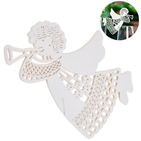 Entièrement nouveau bricolage Flying Angel Laser Cut Verre à vin Coupe Papier Carte Table Place Cartes de nom pour la fête d'anniversaire de mariage Home Decorat324i