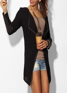 Hele nieuwe mode Casual Turn Down Collar Coat Autumn Slim Leather Sittching Cardigan for Woman1506938