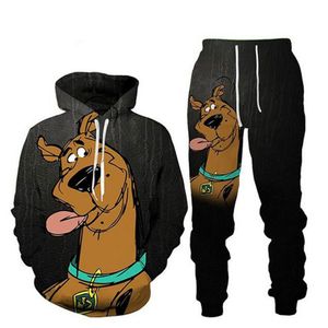 Entera-nueva moda hombres mujeres dibujos animados Scooby Doo sudadera Joggers divertido estampado 3D sudaderas con capucha unisex pantalones J033163p