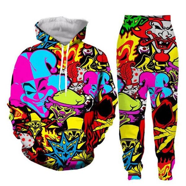 Entier-nouvelle mode hommes femmes fou Clown Posse sweat Joggers drôle impression 3D sweat à capuche unisexe pantalon ZZ045309H