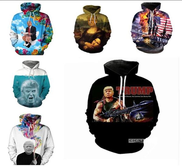 Sweat-shirt de mode entiers pour hommes Hoodies 3D Imprimez Donald Trump Slim Unisexe Élégant Y0559999501