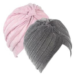 Entièrement nouveaux hommes et femmes Casual or brillant soie Indien Chapeaux Moyen-Orient Musulman À Volants Turban Foulard Chapeaux Tête Wrap Tête Cov266C