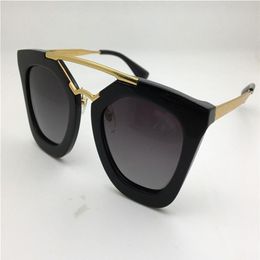 Gafas de sol SPR completamente nuevas 09Q Cinema Gafas de sol Sun Coating Mirror Lente Vintage Estilo retro marco cuadrado Gold Middle Women Des305T