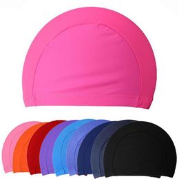 Geheel nieuwe zomer unisex vrouwen mannen comfortabel elastisch puur kleur zwembad zwembad hoed cap 204l