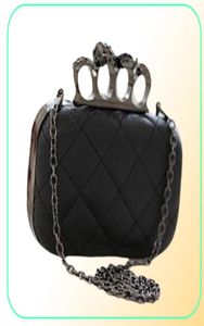 Hele nieuwe vintage schedel portemonnee zwarte schedel knokkel ringen handtas clutch avondtasje de ketting geneigd schoudertas js2901919158