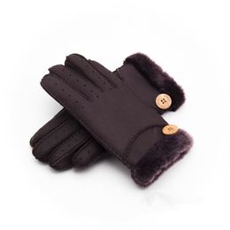 Gants chauds d'hiver en cuir pour femmes, en vraie laine, 208Y, nouvelle collection 100%