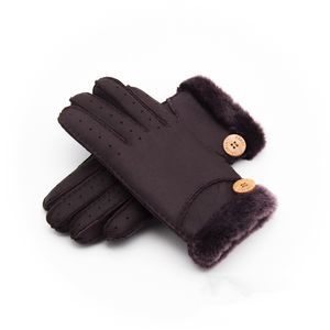 Entier-nouveau chaud hiver dames gants en cuir véritable laine femmes 100% 267o