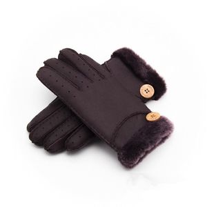 Whole - Nieuw Warme winter dames leren handschoenen echte wol dames 100% 226r