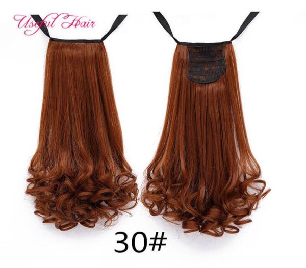 Extensiones de cabello de cola de caballo de color ombre entero, pelo sintético rizado, cola de caballo, colas de caballo largas para colas de caballo de pelo rizado para negro wo5636355