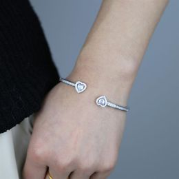 Bracelet de taille ajustée entièrement ouvert, goutte de cœur, flèche, zircone cubique pavée, amoureux de la mode, bracelet de mariage pour femmes, 227M